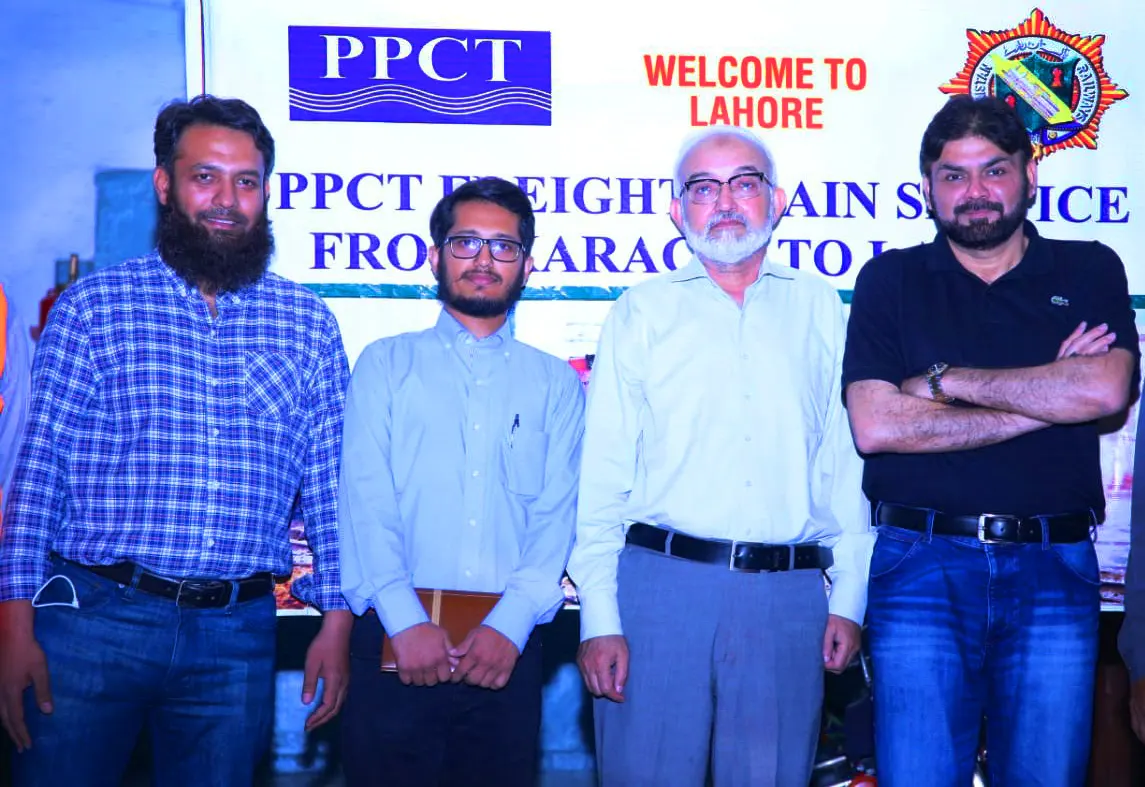 Director PPCT Capt. Syed Aziz ul Haque, Railway Consultant Maqsood un Nabi, AGM Ahmer Jabbar & Operation Manager Rameez Khan at Mughalpura Station Lahore